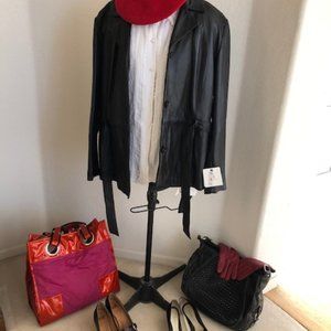 Women's Black Leather Coat